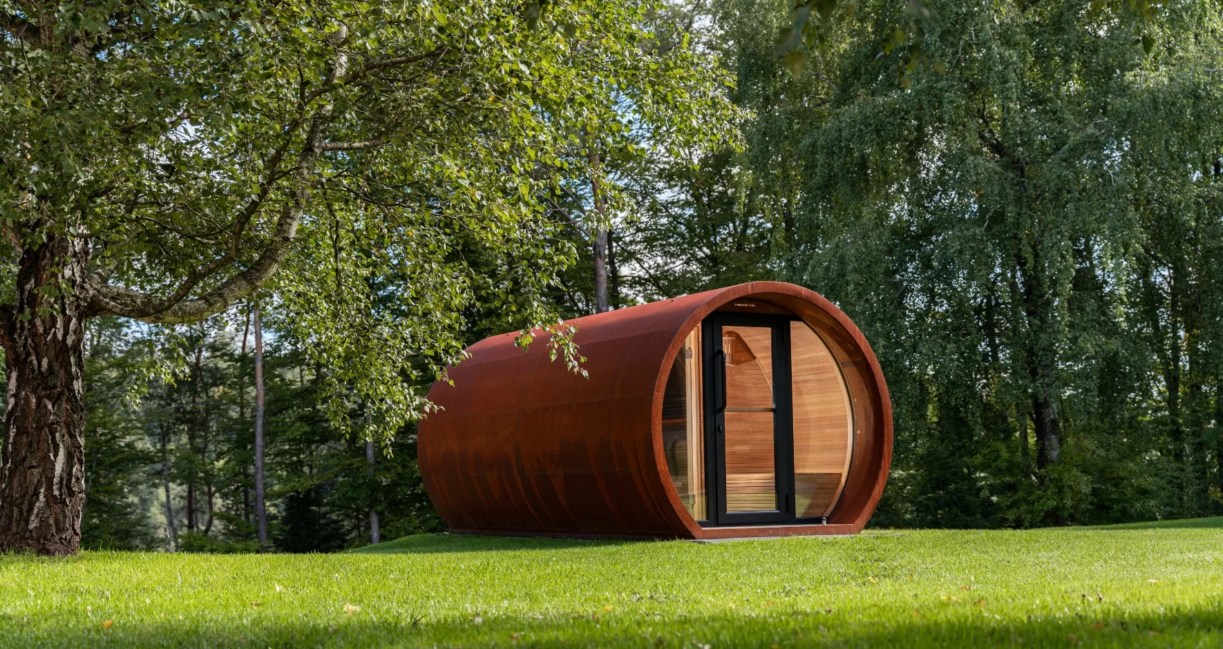 cabine sauna extérieur design haut de gamme